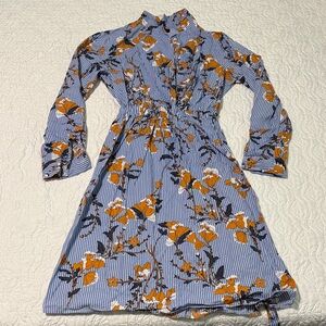 Who What Wear Blue and Orange Patterned Dress